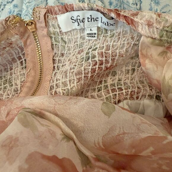 Sofie the Label Floral Smocked Mini Dress in Peach-jj6 - Picture 12 of 12